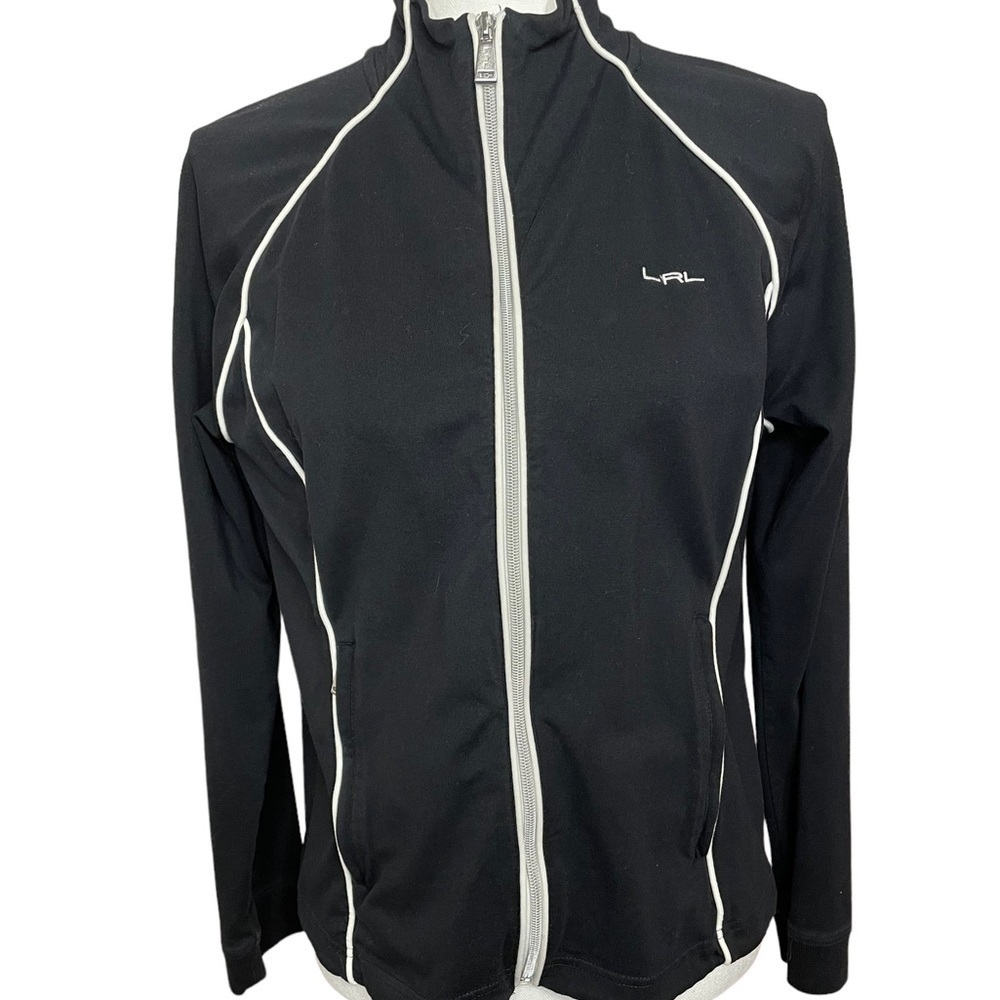 Lauren Ralph Lauren Activewear Full Zip Black Sweatshirt Jacket Long Sleeves L